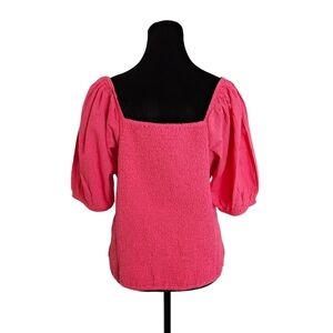 Jessica Simpson Smocked Square Neck Puffed Sleeve Top in Claret Red Size 2X